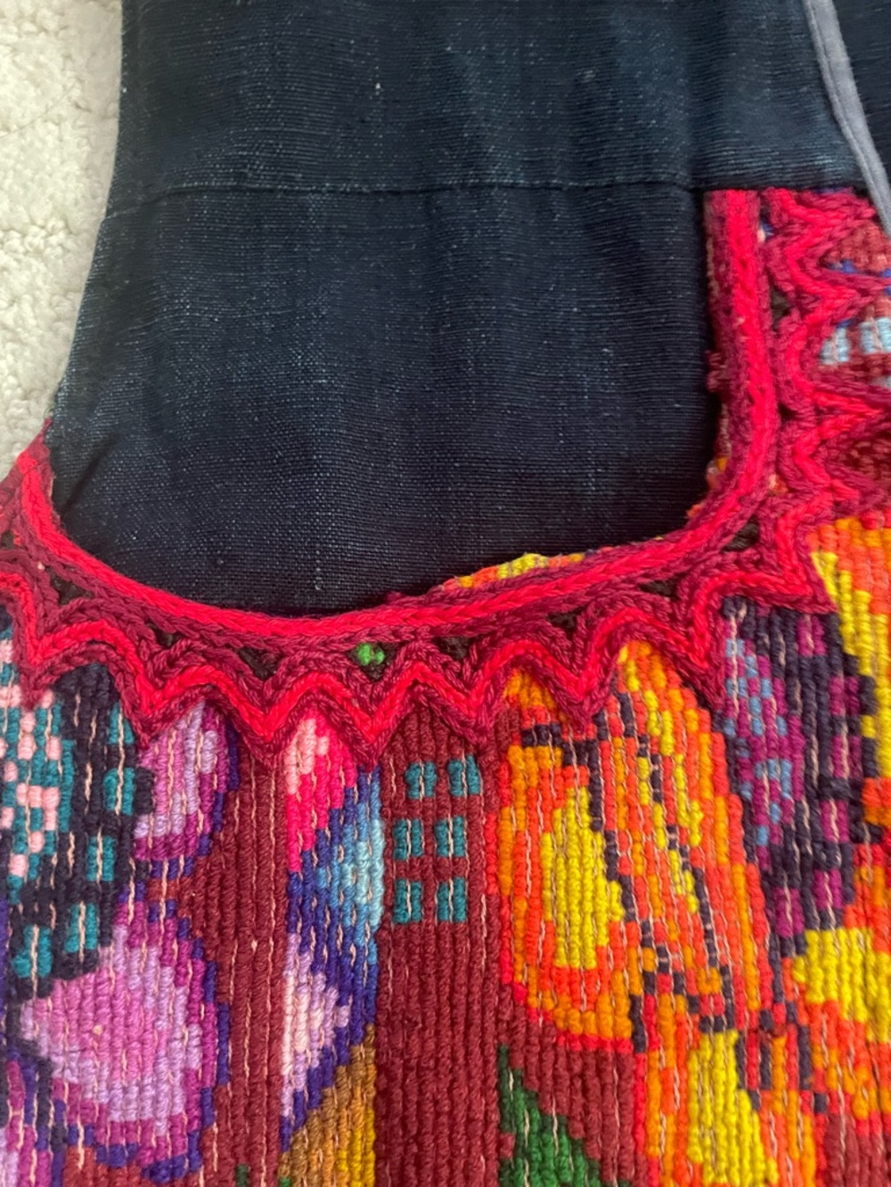 Vintage Multicolor Floral Embroidered Vest Denim Handmade Bohemian Festival - Picture 7 of 8